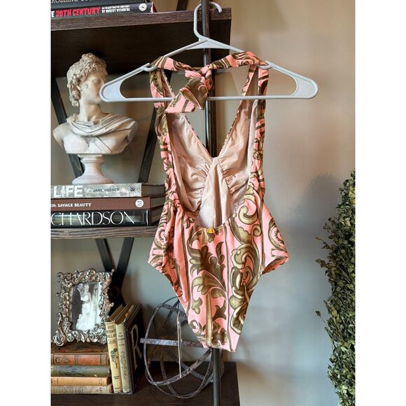 Adriana Degreas Hera Halterneck One Piece Swimsuit Pink Green Womens Size Small - Picture 8 of 10